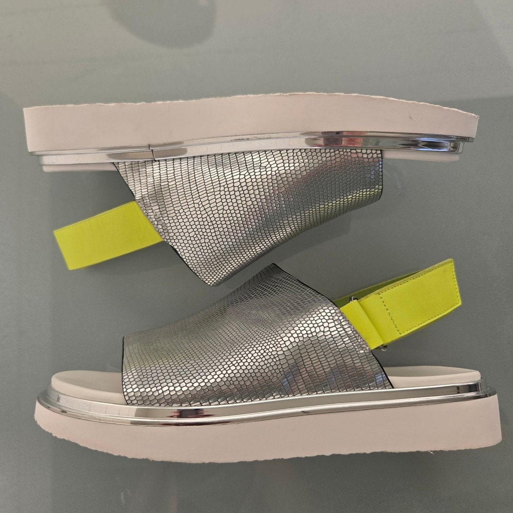 United Nude Rico Sandal Silver Neon Lime Green Platform Slingback Womens 37 - Picture 7 of 11